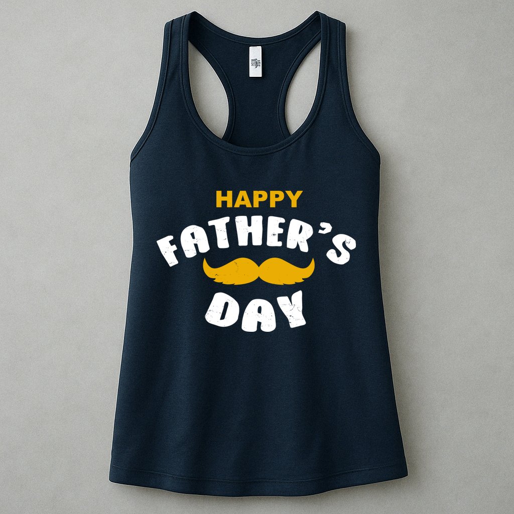 Happy Fathers Day Mustache Vintage Womens Tank Top