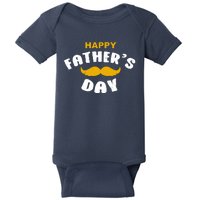 Happy Fathers Day Mustache Vintage Baby Bodysuit