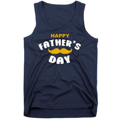 Happy Fathers Day Mustache Vintage Tank Top