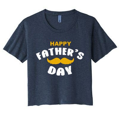 Happy Fathers Day Mustache Vintage Crop Top