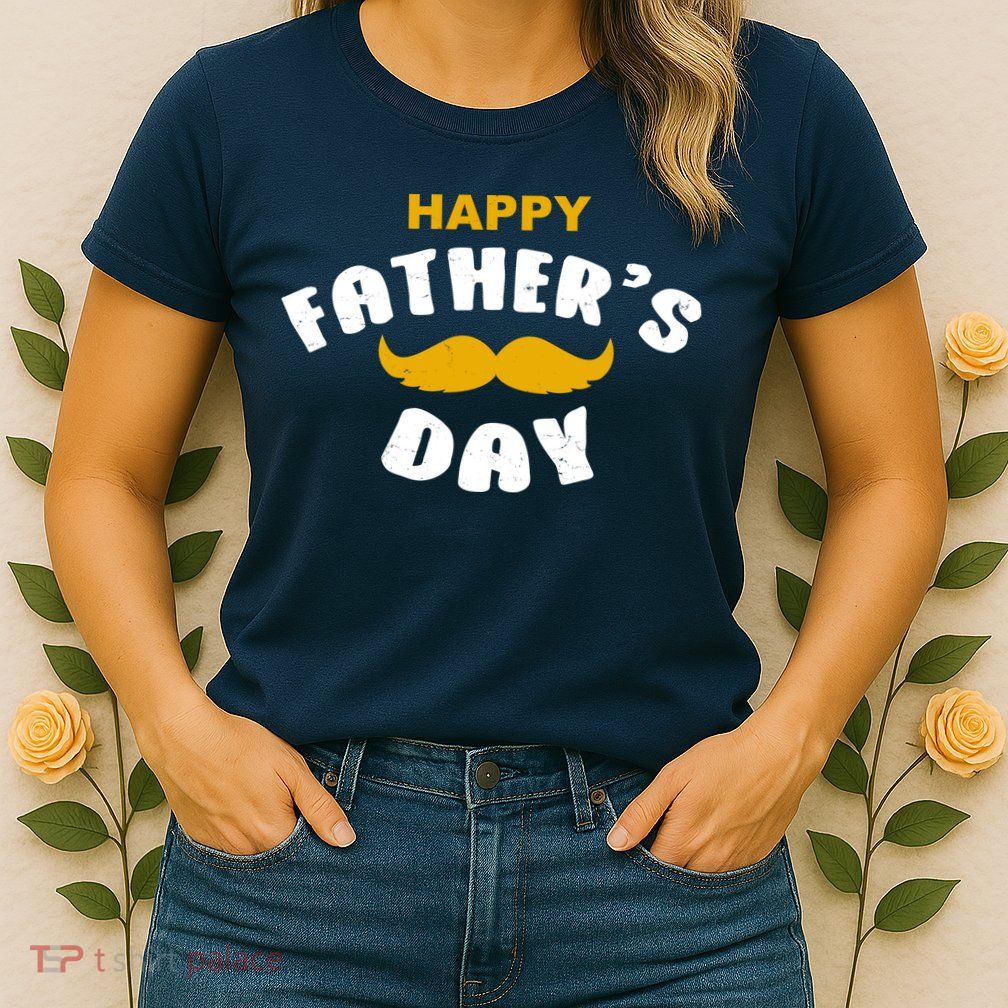 Happy Fathers Day Mustache Vintage Womens T-Shirt