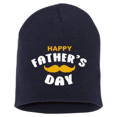 Happy Fathers Day Mustache Vintage Short Acrylic Beanie