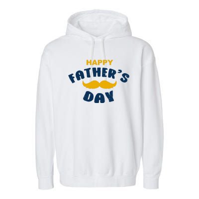 Happy Fathers Day Mustache Vintage Garment-Dyed Fleece Hoodie