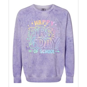 Happy First Day Of School Tie Dye Teacher Student Colorblast Crewneck Sweatshirt