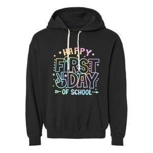 Happy First Day Of School Tie Dye Teacher Student Garment-Dyed Fleece Hoodie