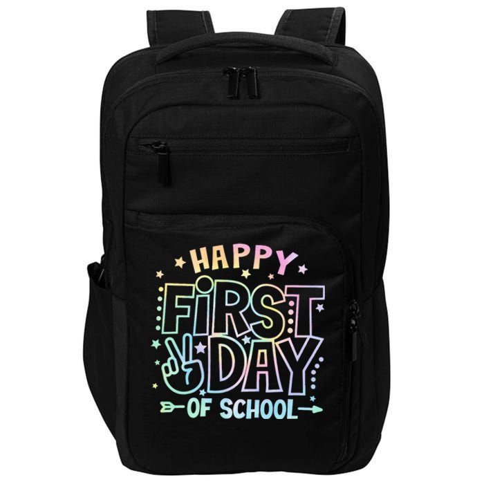 Happy First Day Of School Tie Dye Teacher Student Impact Tech Backpack