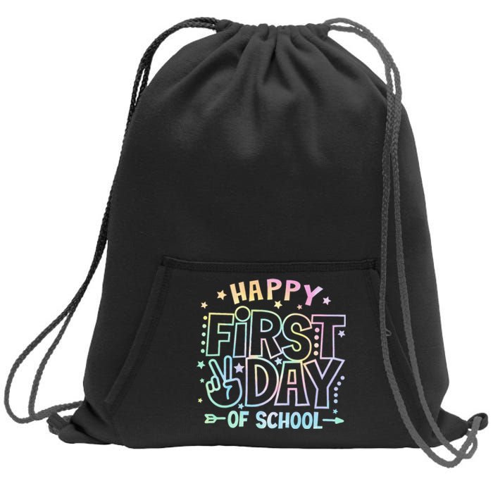 Happy First Day Of School Tie Dye Teacher Student Sweatshirt Cinch Pack Bag