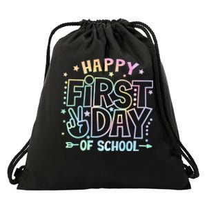 Happy First Day Of School Tie Dye Teacher Student Drawstring Bag