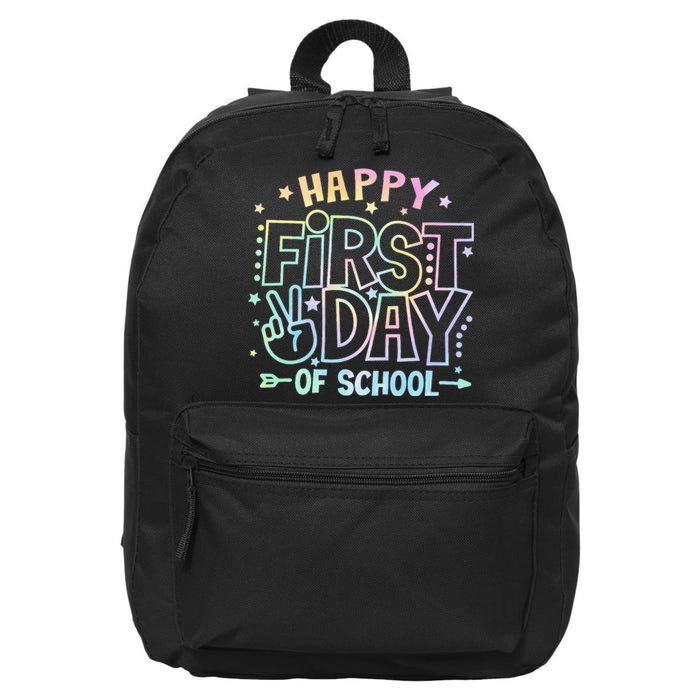 Happy First Day Of School Tie Dye Teacher Student 16 in Basic Backpack