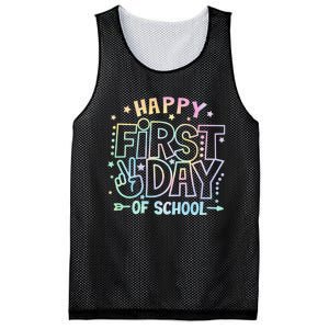 Happy First Day Of School Tie Dye Teacher Student Mesh Reversible Basketball Jersey Tank