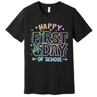 Happy First Day Of School Tie Dye Teacher Student Premium T-Shirt