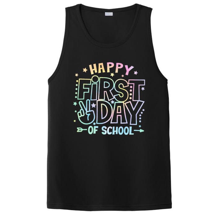 Happy First Day Of School Tie Dye Teacher Student PosiCharge Competitor Tank