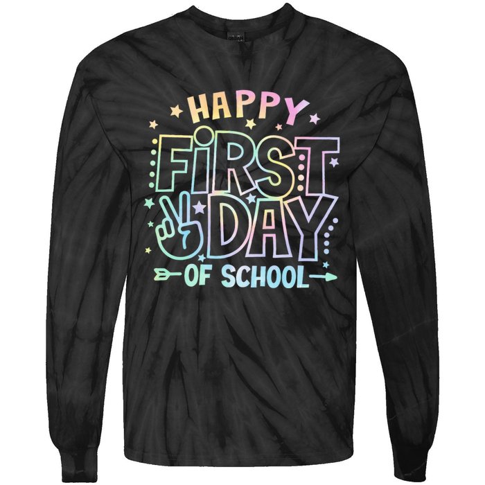 Happy First Day Of School Tie Dye Teacher Student Tie-Dye Long Sleeve Shirt