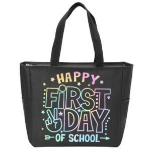 Happy First Day Of School Tie Dye Teacher Student Zip Tote Bag