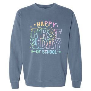 Happy First Day Of School Tie Dye Teacher Student Garment-Dyed Sweatshirt