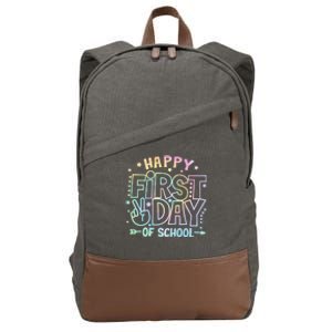 Happy First Day Of School Tie Dye Teacher Student Cotton Canvas Backpack