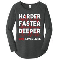 Harder Faster Deeper Cpr Funny Emt Ems Paramedic Women's Perfect Tri Tunic Long Sleeve Shirt