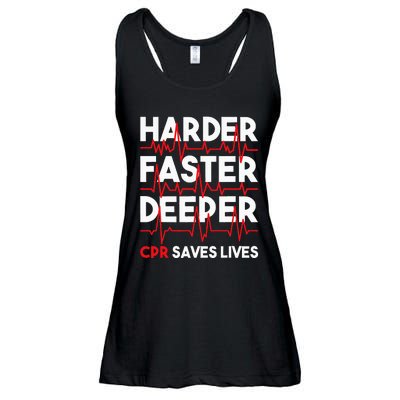 Harder Faster Deeper Cpr Funny Emt Ems Paramedic Ladies Essential Flowy Tank