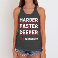 Harder Faster Deeper Cpr Funny Emt Ems Paramedic Women's Knotted Racerback Tank