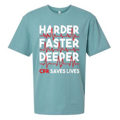 Harder Faster Deeper Cpr Funny Emt Ems Paramedic Sueded Cloud Jersey T-Shirt