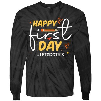 Happy First Day Of School Back To School Kids Teacher Tie-Dye Long Sleeve Shirt