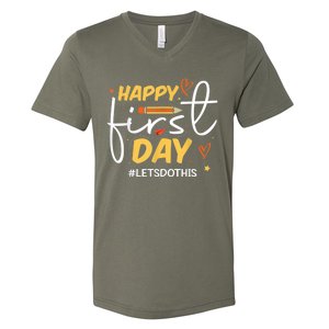 Happy First Day Of School Back To School Kids Teacher V-Neck T-Shirt