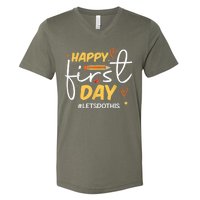 Happy First Day Of School Back To School Kids Teacher V-Neck T-Shirt