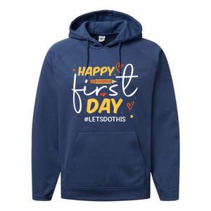 Happy First Day Of School Back To School Kids Teacher Performance Fleece Hoodie