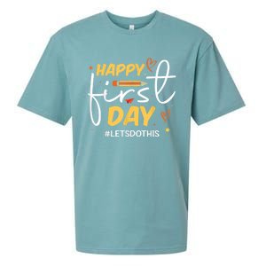 Happy First Day Of School Back To School Kids Teacher Sueded Cloud Jersey T-Shirt