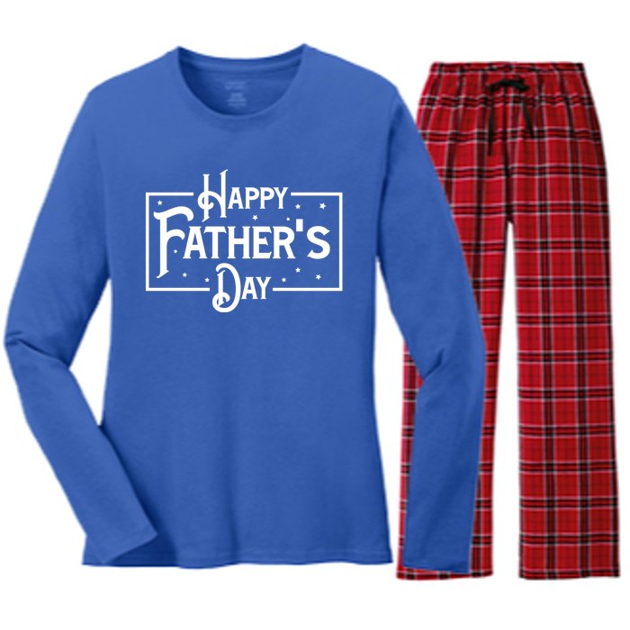 Happy Father's Day Star Gift For Dad Women's Long Sleeve Flannel Pajama Set 