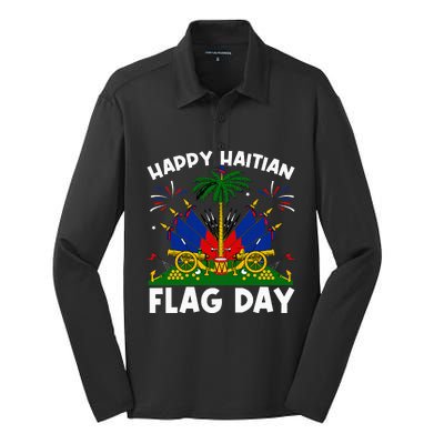 Haitian Flag Day Silk Touch Performance Long Sleeve Polo