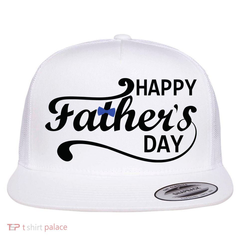 Happy Fathers Day Cute Dad Gift Flat Bill Trucker Hat