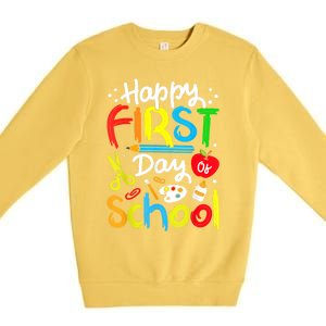 Happy First Day Of School Teachers Students Back To School Premium Crewneck Sweatshirt