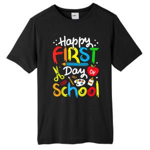 Happy First Day Of School Teachers Students Back To School Tall Fusion ChromaSoft Performance T-Shirt