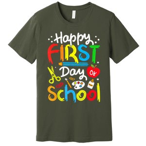 Happy First Day Of School Teachers Students Back To School Premium T-Shirt