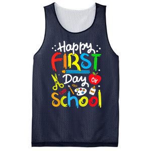 Happy First Day Of School Teachers Students Back To School Mesh Reversible Basketball Jersey Tank