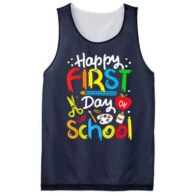 Happy First Day Of School Teachers Students Back To School Mesh Reversible Basketball Jersey Tank