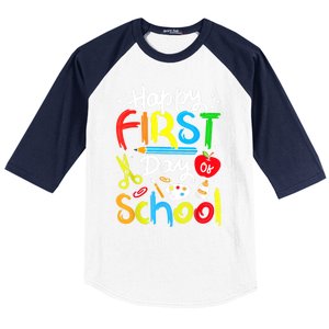 Happy First Day Of School Teachers Students Back To School Baseball Sleeve Shirt