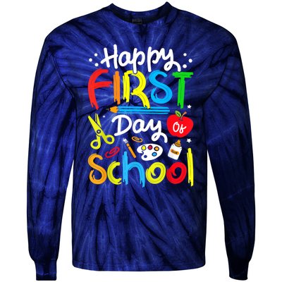 Happy First Day Of School Teachers Students Back To School Tie-Dye Long Sleeve Shirt