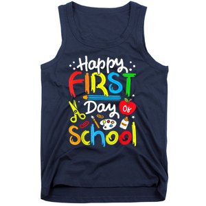 Happy First Day Of School Teachers Students Back To School Tank Top