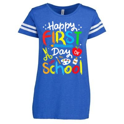 Happy First Day Of School Teachers Students Back To School Enza Ladies Jersey Football T-Shirt