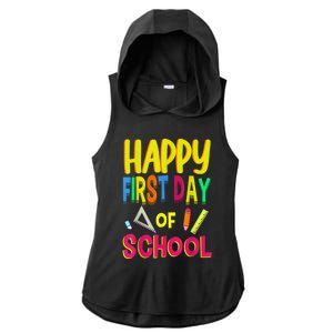 Happy First Day Of School Back To School Student Teacher Ladies PosiCharge Tri-Blend Wicking Draft Hoodie Tank