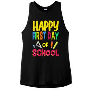 Happy First Day Of School Back To School Student Teacher Ladies PosiCharge Tri-Blend Wicking Tank