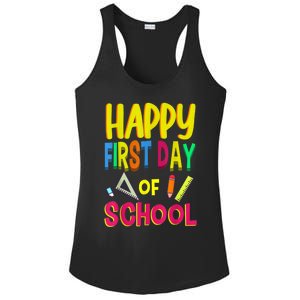 Happy First Day Of School Back To School Student Teacher Ladies PosiCharge Competitor Racerback Tank