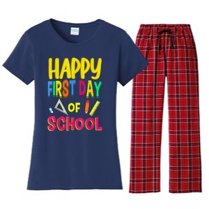 Happy First Day Of School Back To School Student Teacher Women's Flannel Pajama Set