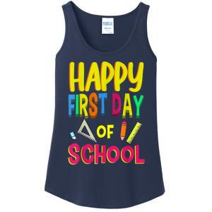 Happy First Day Of School Back To School Student Teacher Ladies Essential Tank