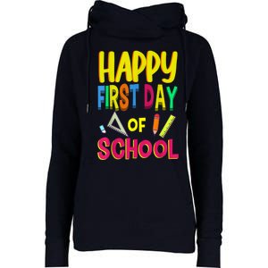 Happy First Day Of School Back To School Student Teacher Womens Funnel Neck Pullover Hood