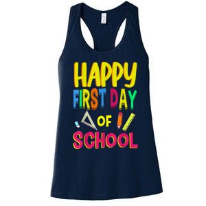 Happy First Day Of School Back To School Student Teacher Women's Racerback Tank