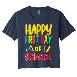 Happy First Day Of School Back To School Student Teacher Women's Crop Top Tee