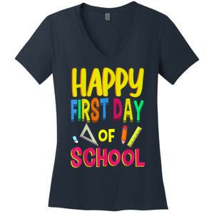 Happy First Day Of School Back To School Student Teacher Women's V-Neck T-Shirt